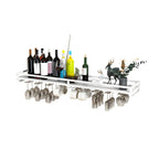 Support mural flottant en métal pour verres à vin et bouteilles avec crochet