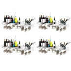 Support mural flottant en métal pour verres à vin et bouteilles avec crochet