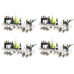 Support mural flottant en métal pour verres à vin et bouteilles avec crochet