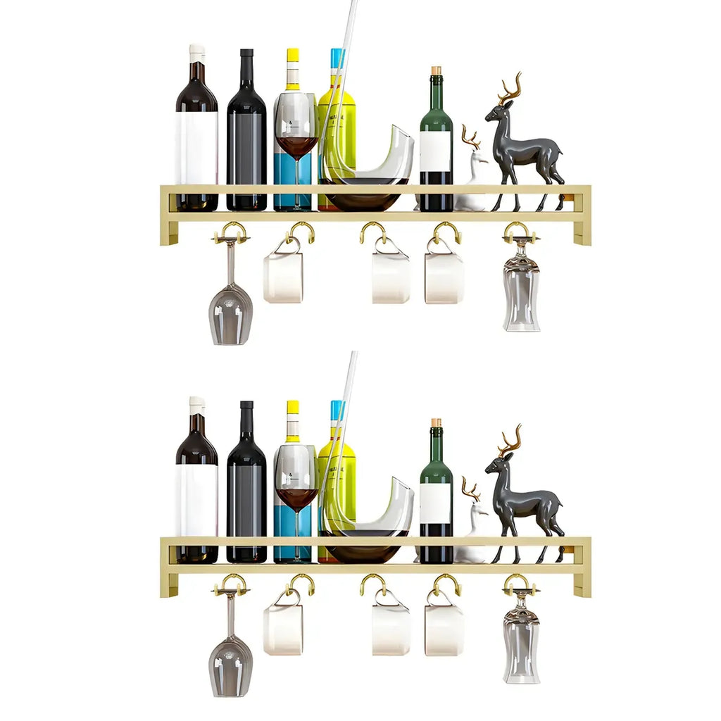 Support mural flottant en métal pour verres à vin et bouteilles avec crochet