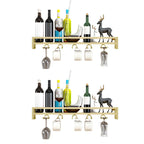 Support mural flottant en métal pour verres à vin et bouteilles avec crochet