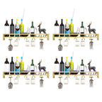 Support mural flottant en métal pour verres à vin et bouteilles avec crochet