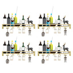 Support mural flottant en métal pour verres à vin et bouteilles avec crochet