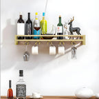Support mural flottant en métal pour verres à vin et bouteilles avec crochet
