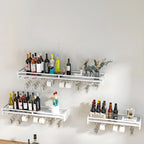 Support mural flottant en métal pour verres à vin et bouteilles avec crochet