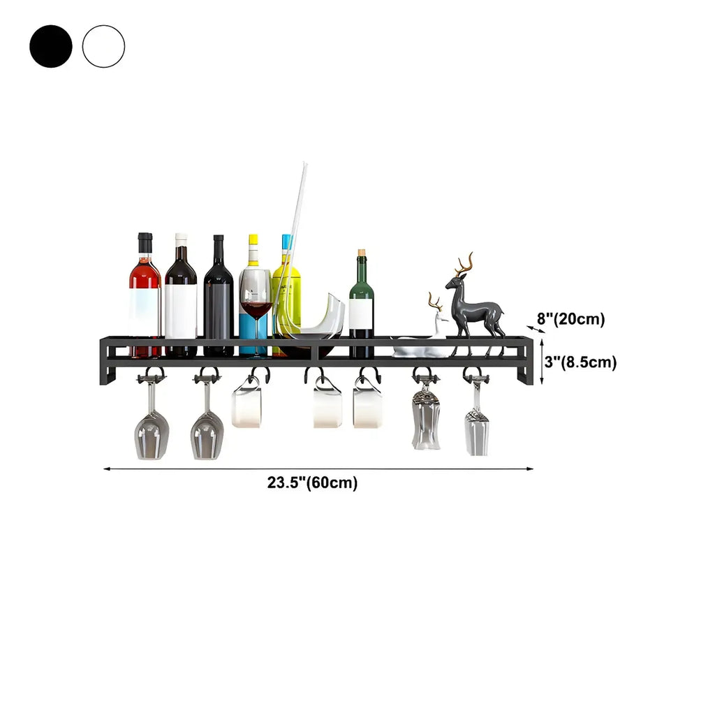 Support mural flottant en métal pour verres à vin et bouteilles avec crochet