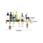 Support mural flottant en métal pour verres à vin et bouteilles avec crochet
