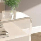 Table de chevet avec tiroir et cadre en acrylique blanc transparent