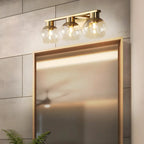Applique murale moderne en verre transparent doré sous dôme pour salle de bain