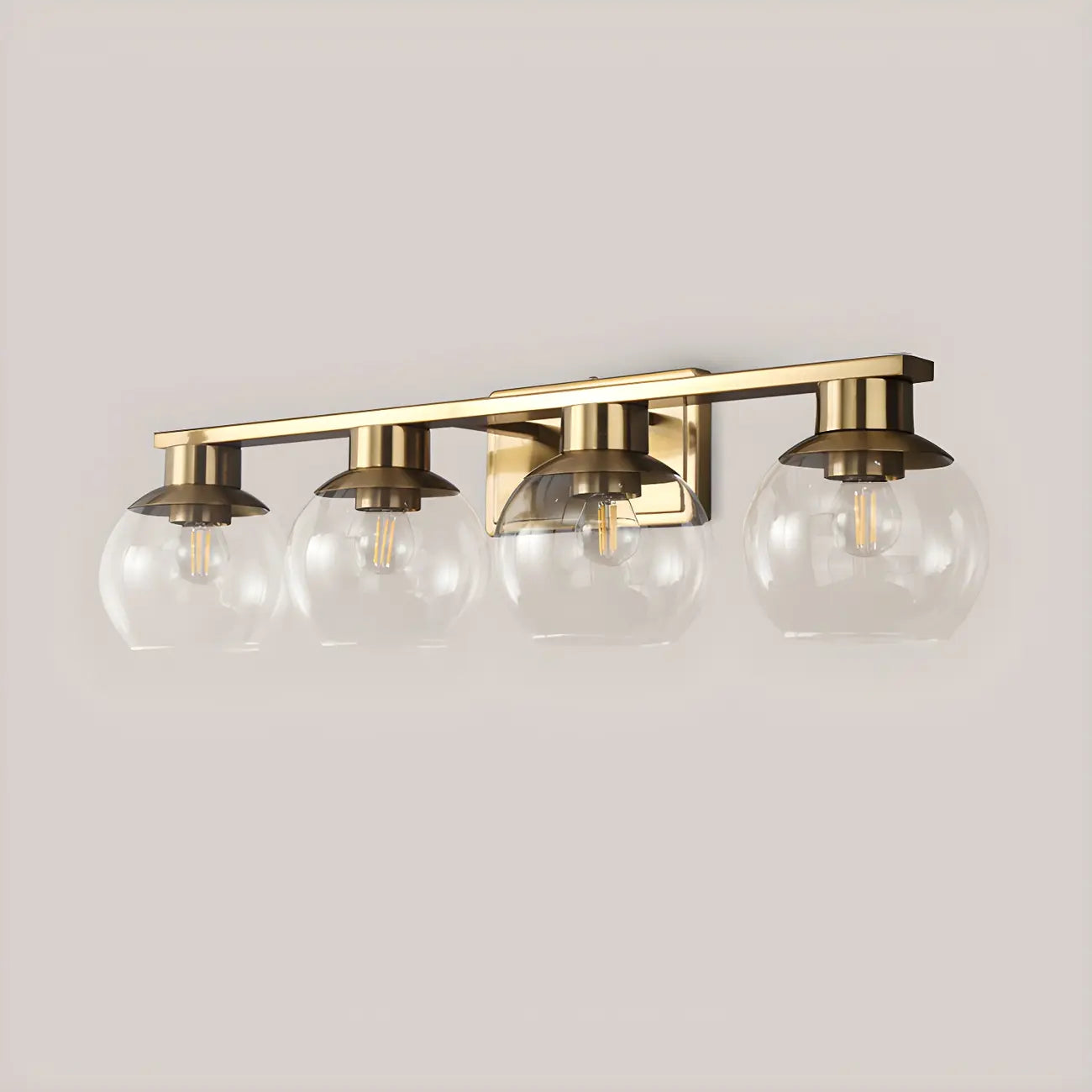 Applique murale moderne en verre transparent doré sous dôme pour salle de bain