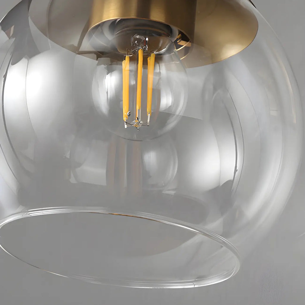 Applique murale moderne en verre transparent doré sous dôme pour salle de bain