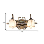 Applique murale vintage en laiton antique et verre à fleurs pour salle de bain