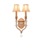 2 applique a parete in cristallo Graceful con paralume in tessuto e LED