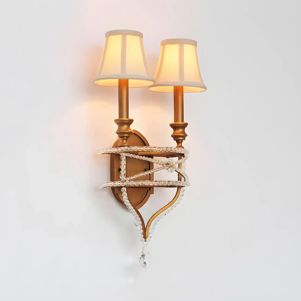 2 applique a parete in cristallo Graceful con paralume in tessuto e LED