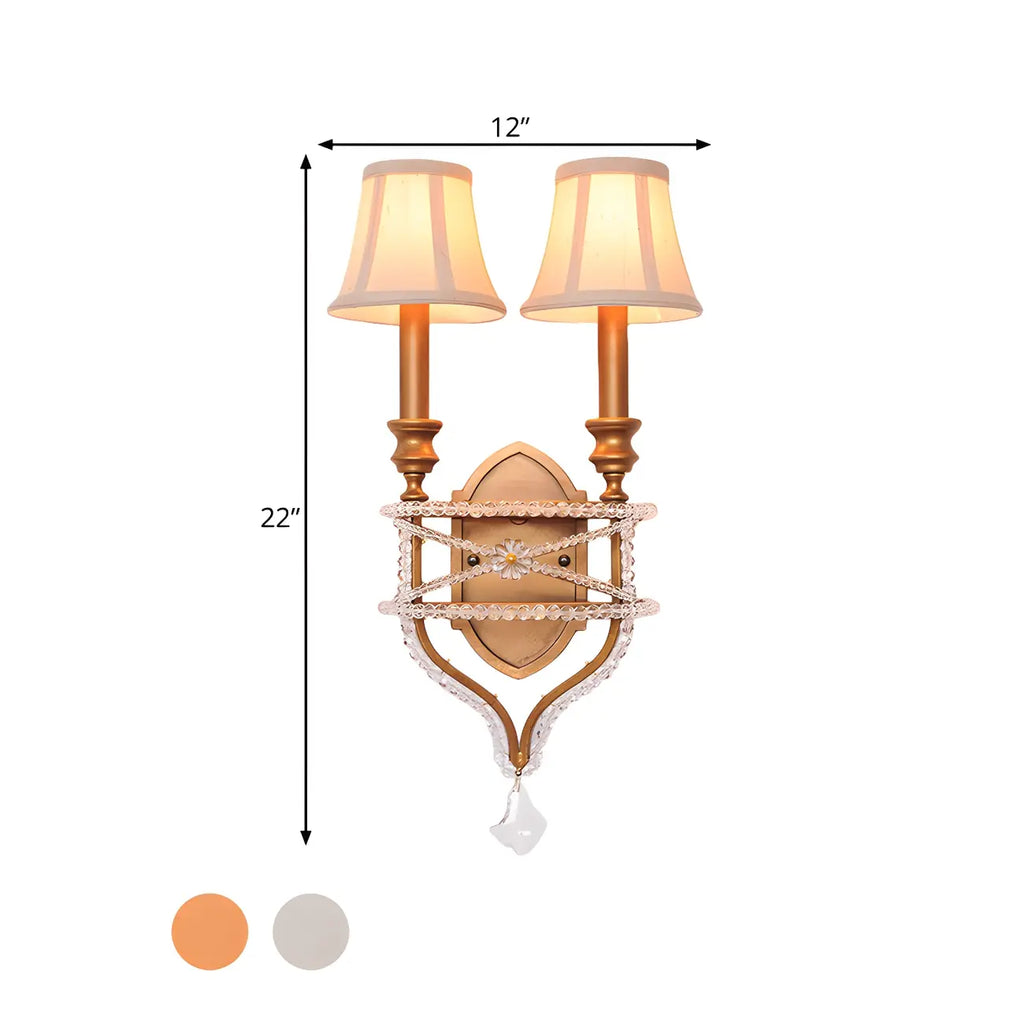 2 applique a parete in cristallo Graceful con paralume in tessuto e LED