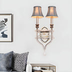 2 applique a parete in cristallo Graceful con paralume in tessuto e LED