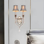2 applique a parete in cristallo Graceful con paralume in tessuto e LED