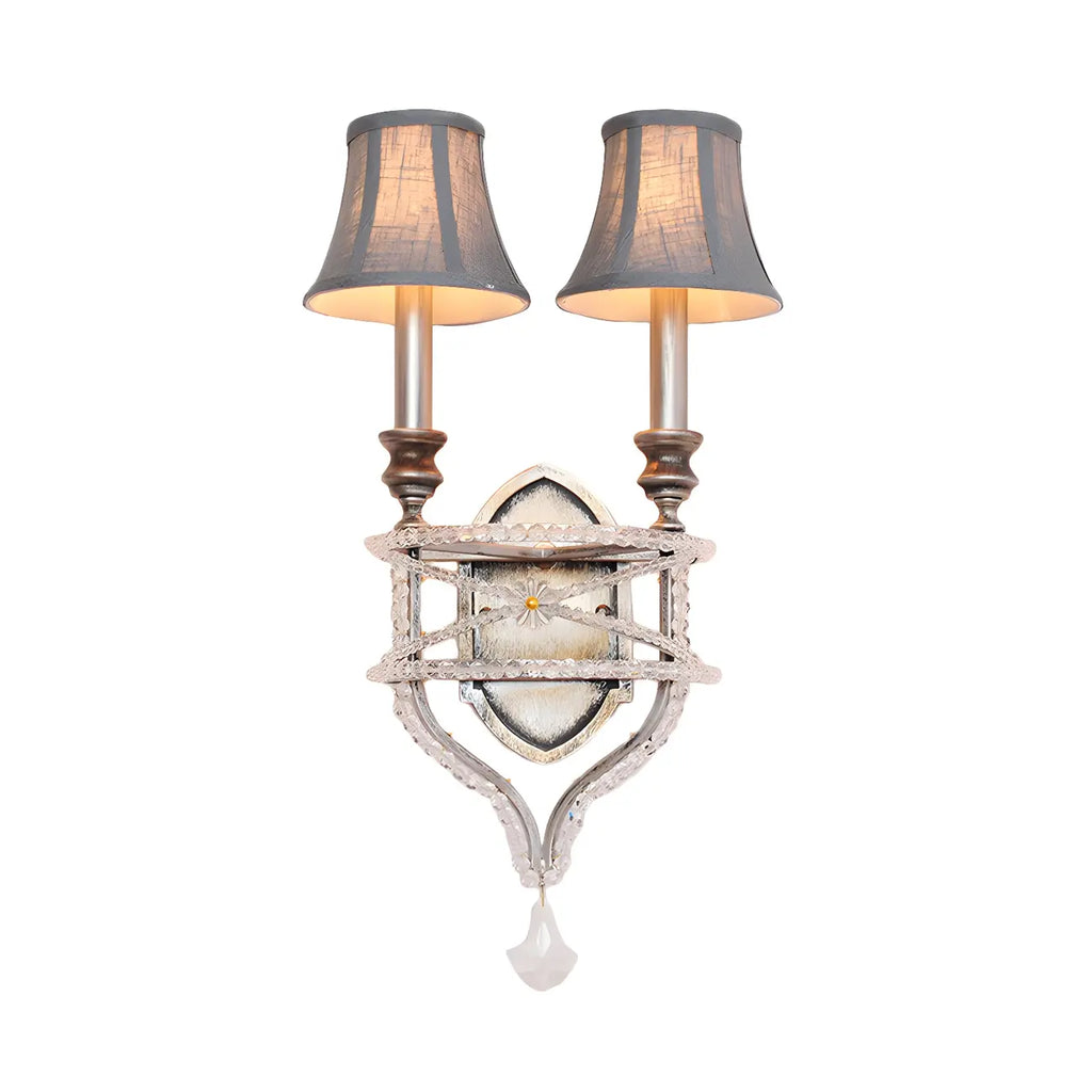 2 applique a parete in cristallo Graceful con paralume in tessuto e LED