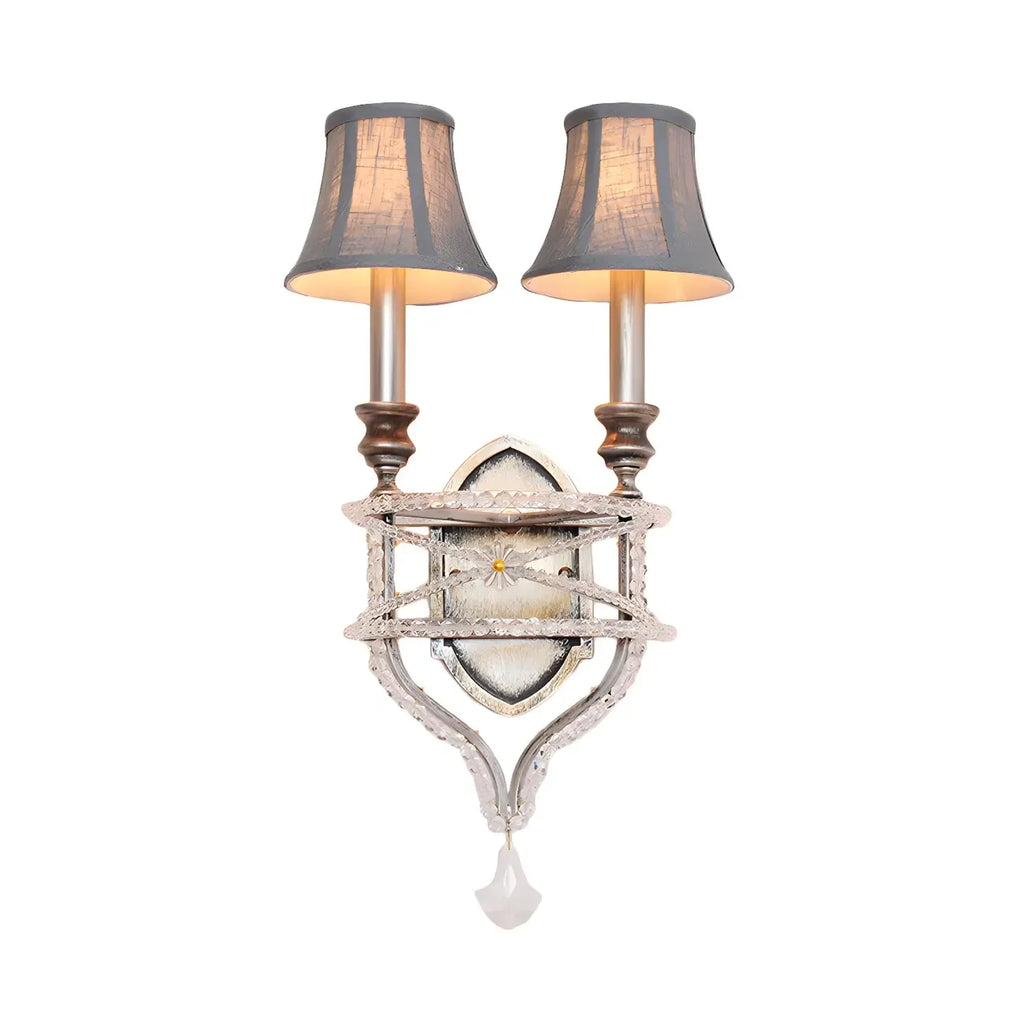 2 applique a parete in cristallo Graceful con paralume in tessuto e LED