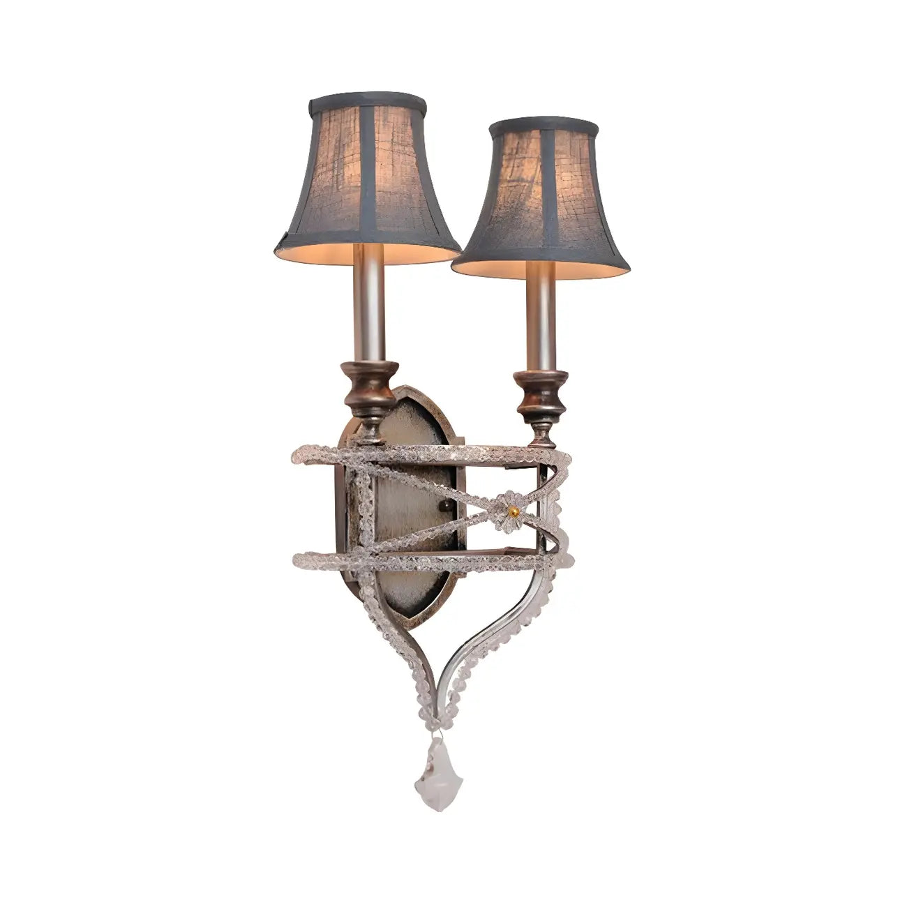 2 applique a parete in cristallo Graceful con paralume in tessuto e LED