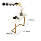 Table d'appoint rectangulaire en forme de C avec plateau en pierre blanche