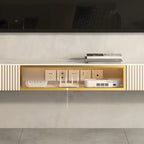 Mobile TV sospeso in pietra beige da 71" con gestione dei cavi