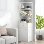 Bibliothèque d'angle contemporaine en bois blanc avec armoire