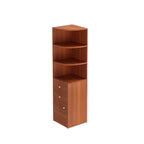Bibliothèque d'angle contemporaine en bois blanc avec armoire
