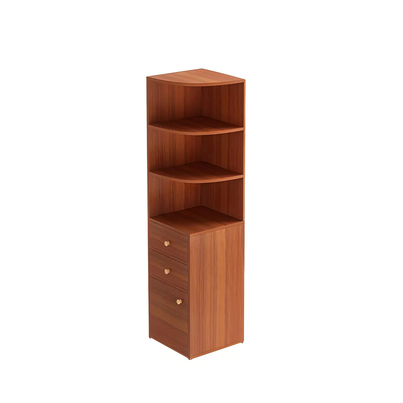 Bibliothèque d'angle contemporaine en bois blanc avec armoire