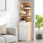 Bibliothèque d'angle contemporaine en bois blanc avec armoire