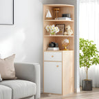 Bibliothèque d'angle contemporaine en bois blanc avec armoire