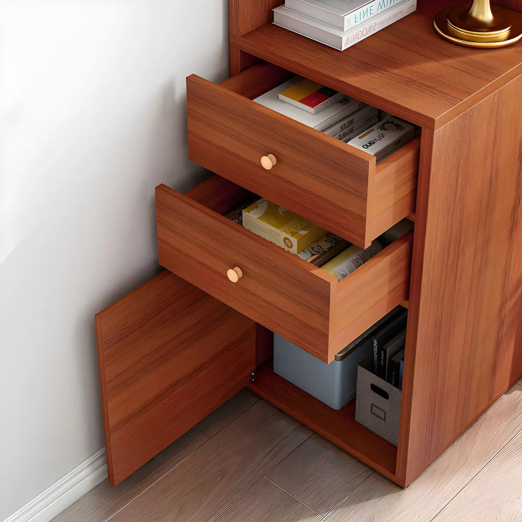 Bibliothèque d'angle contemporaine en bois blanc avec armoire