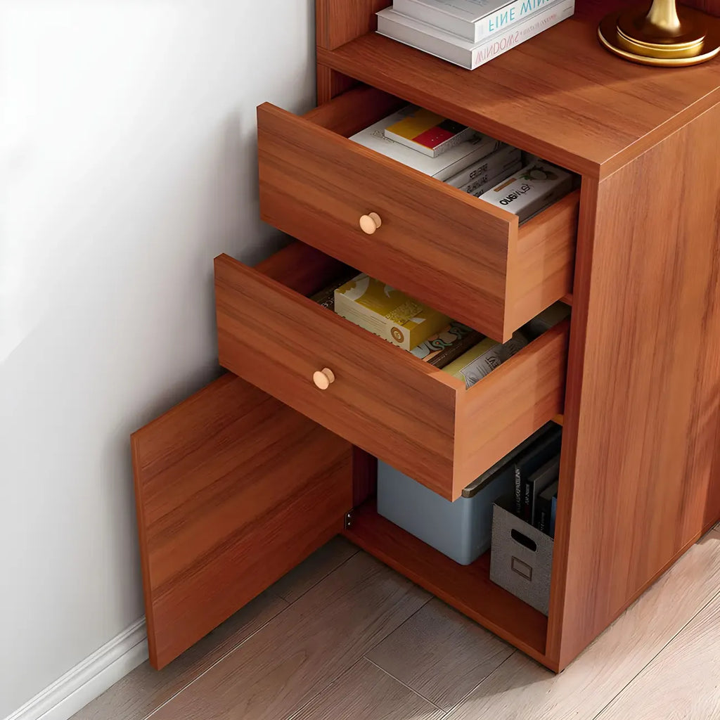 Bibliothèque d'angle contemporaine en bois blanc avec armoire