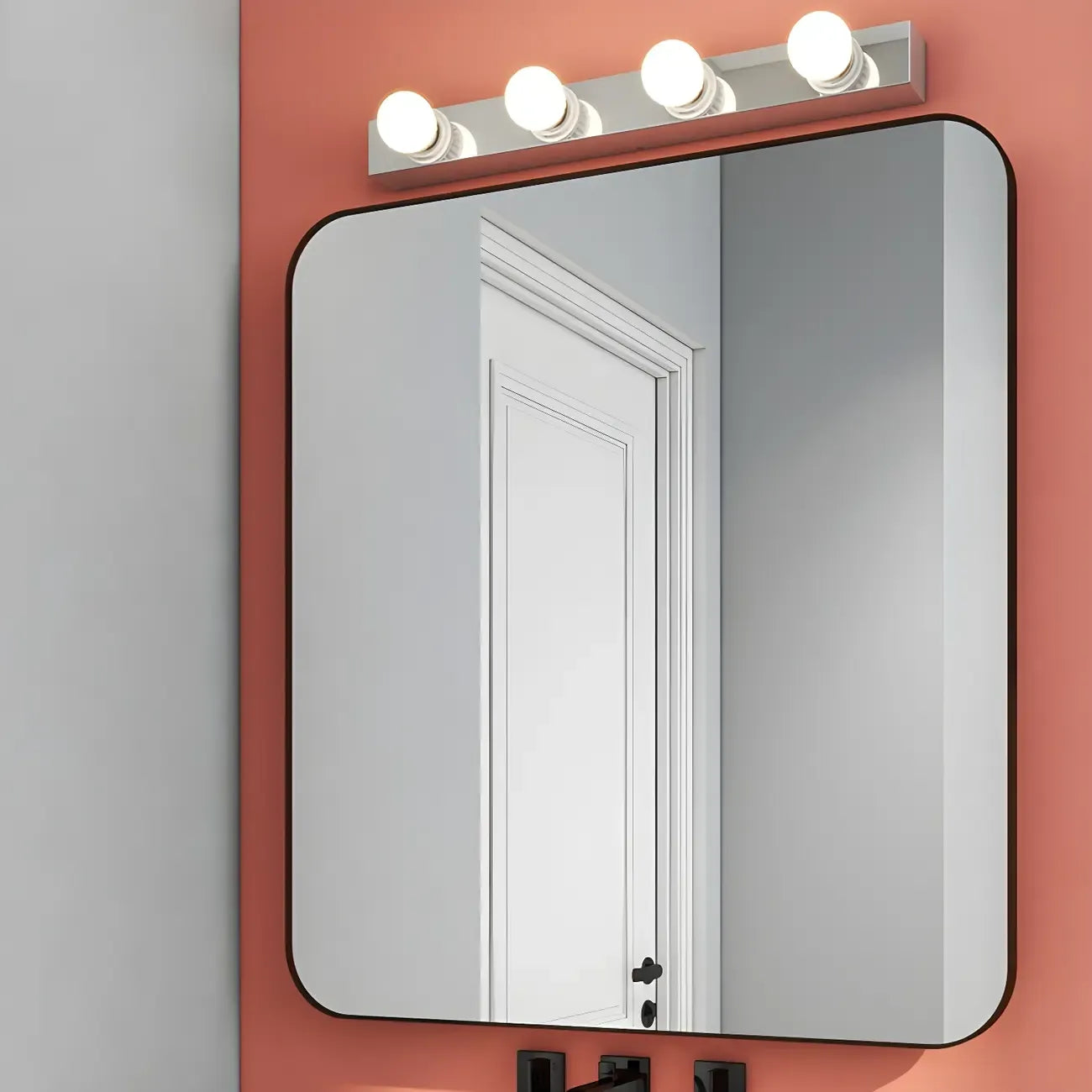 Luminaire moderne chromé à globe pour salle de bain