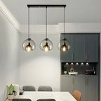 Suspension moderne en verre noir pour cuisine et salle à manger