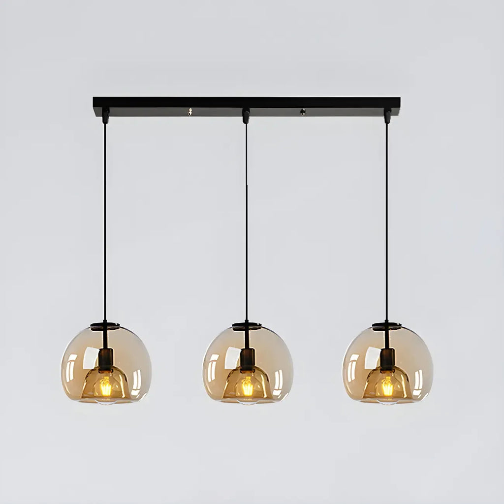 Suspension moderne en verre noir pour cuisine et salle à manger