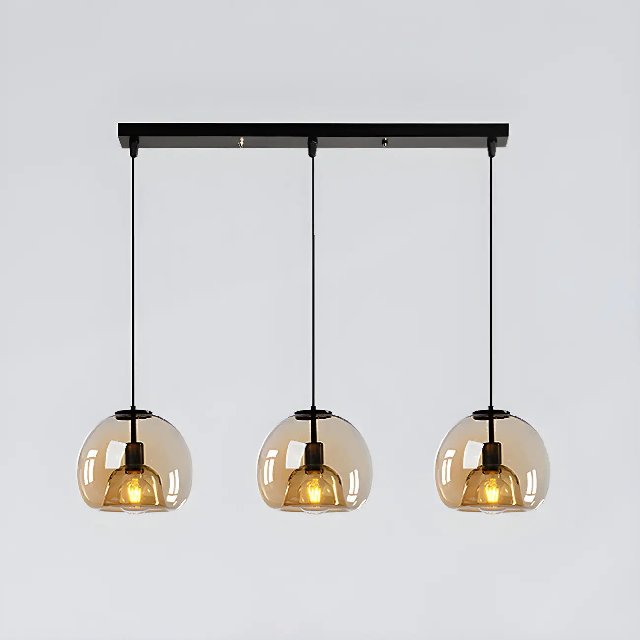Suspension moderne en verre noir pour cuisine et salle à manger