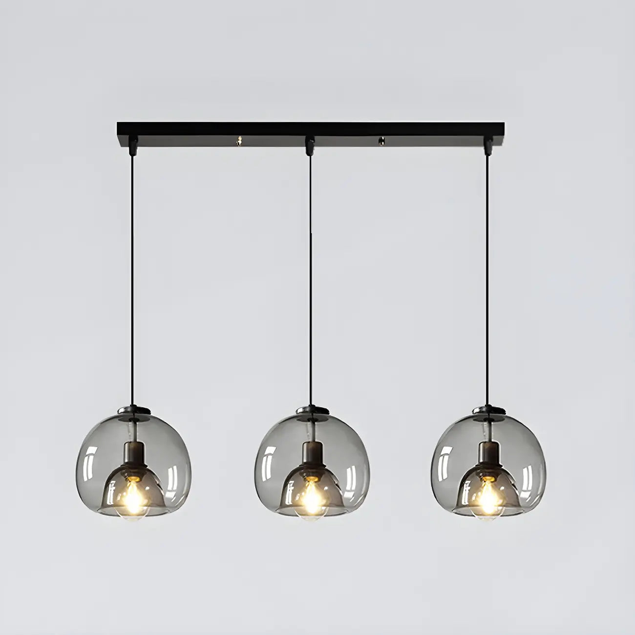 Suspension moderne en verre noir pour cuisine et salle à manger