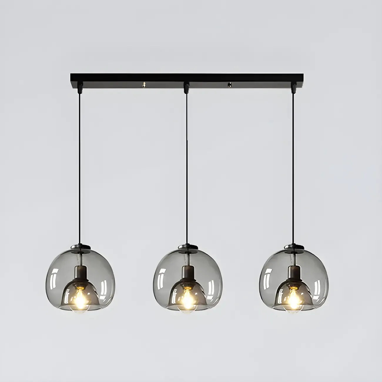 Suspension moderne en verre noir pour cuisine et salle à manger