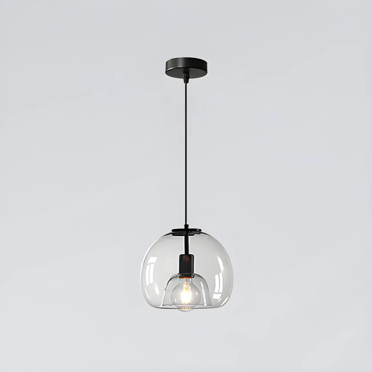 Suspension moderne en verre noir pour cuisine et salle à manger