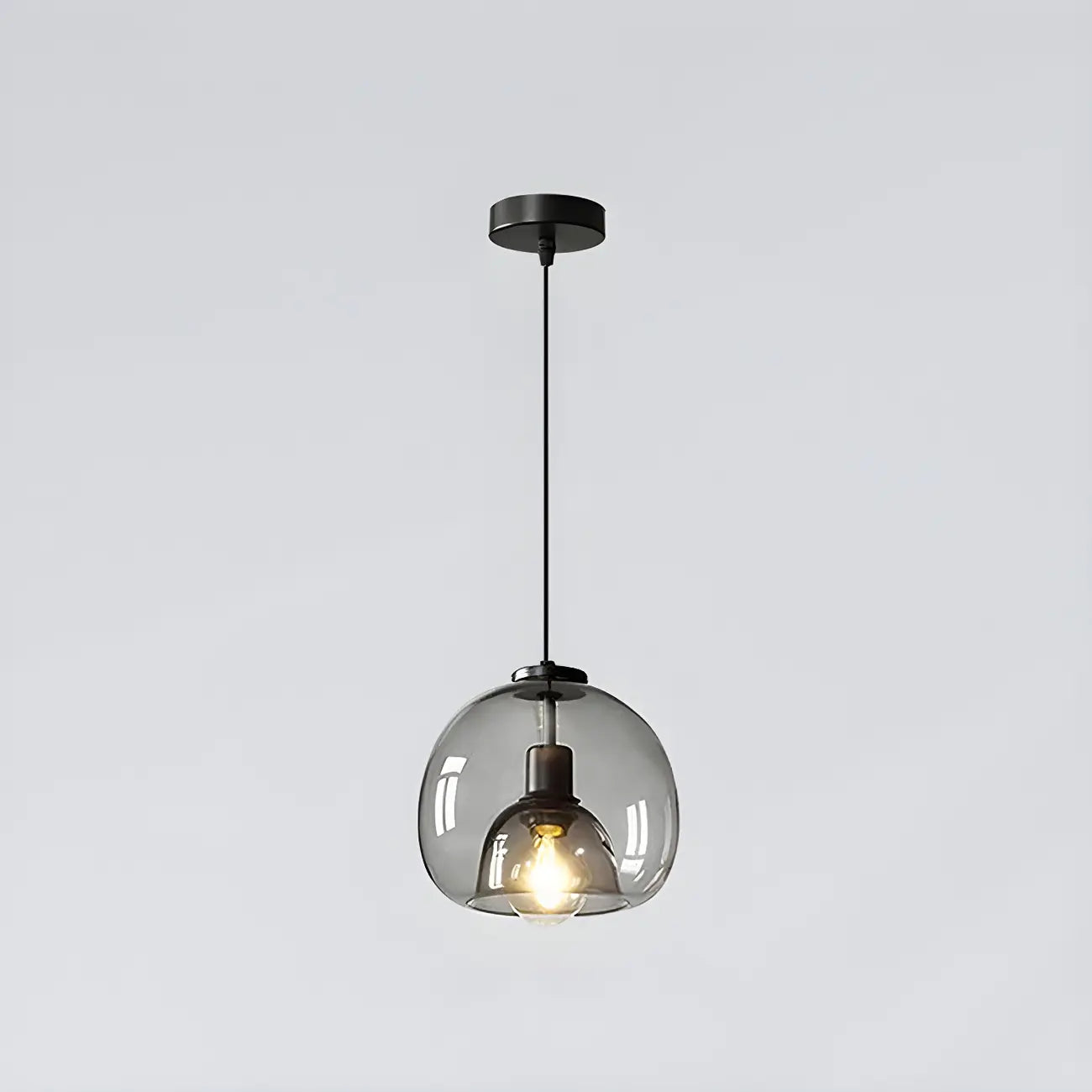 Suspension moderne en verre noir pour cuisine et salle à manger