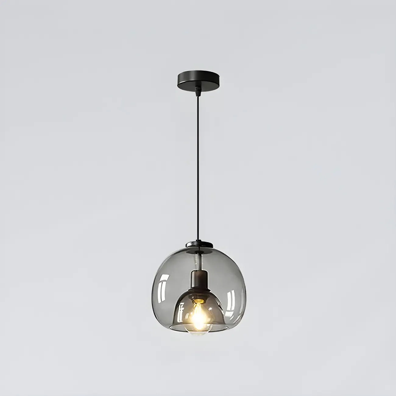 Suspension moderne en verre noir pour cuisine et salle à manger