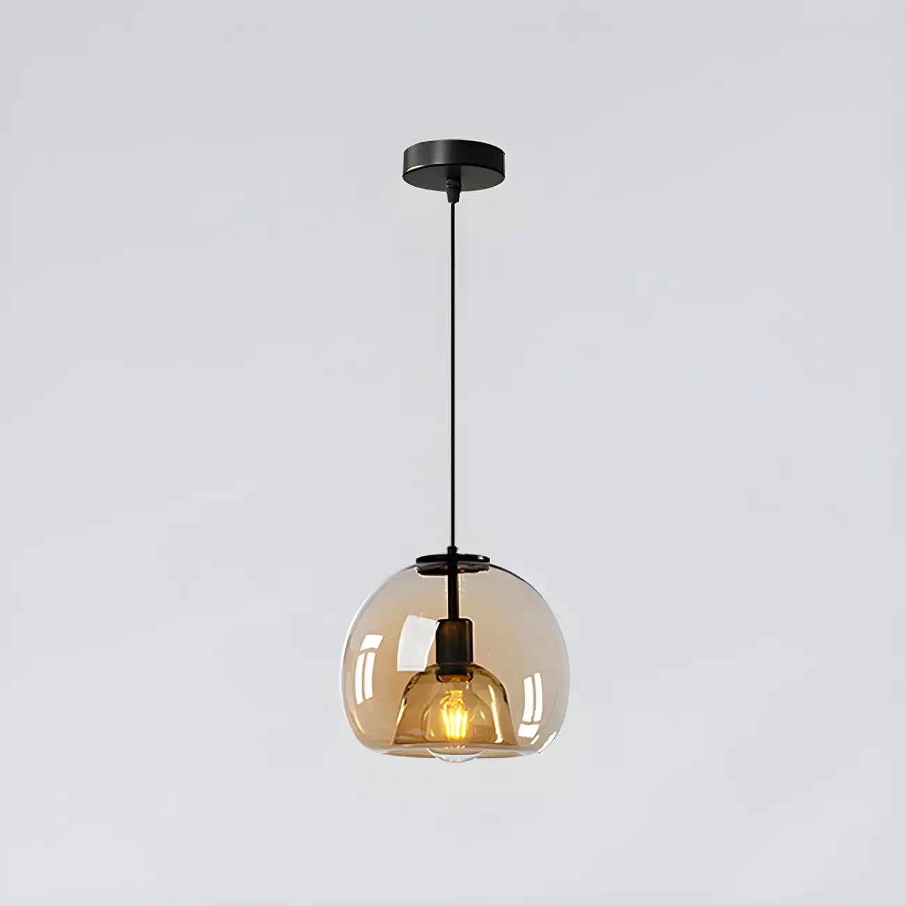 Suspension moderne en verre noir pour cuisine et salle à manger