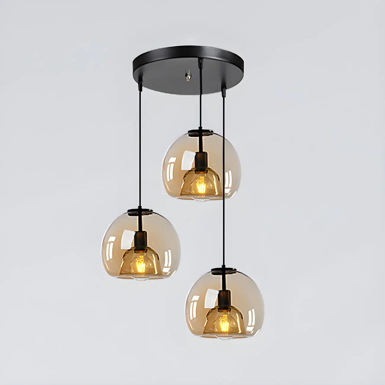 Suspension moderne en verre noir pour cuisine et salle à manger