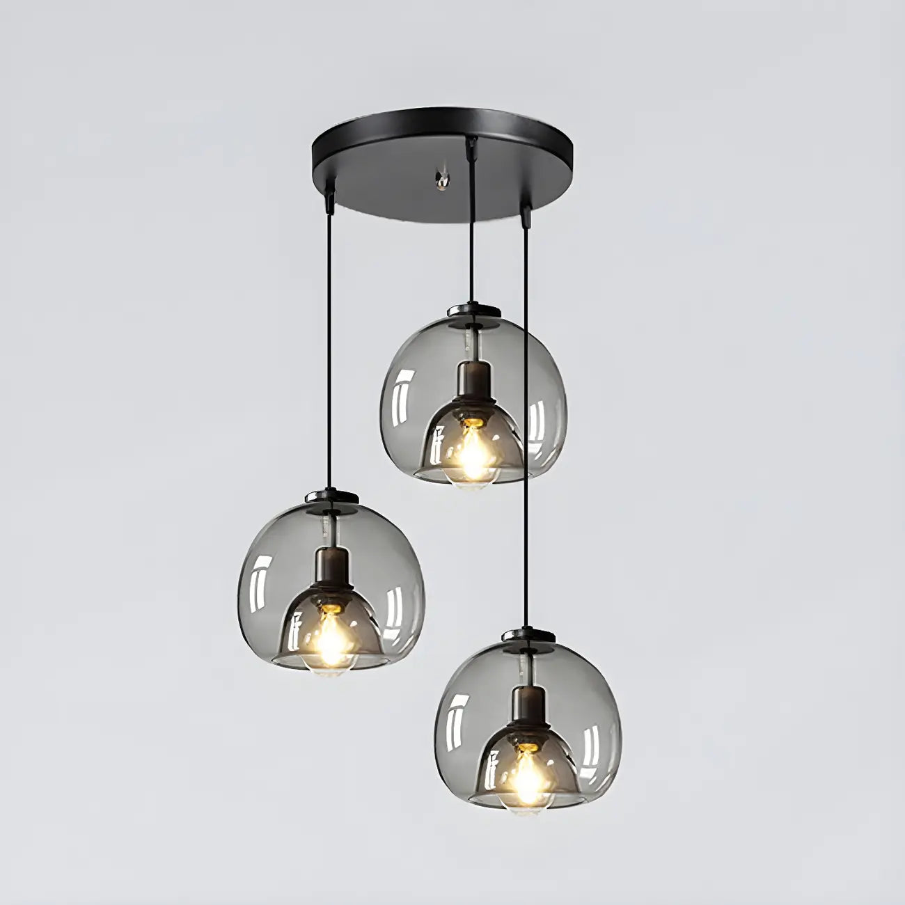 Suspension moderne en verre noir pour cuisine et salle à manger