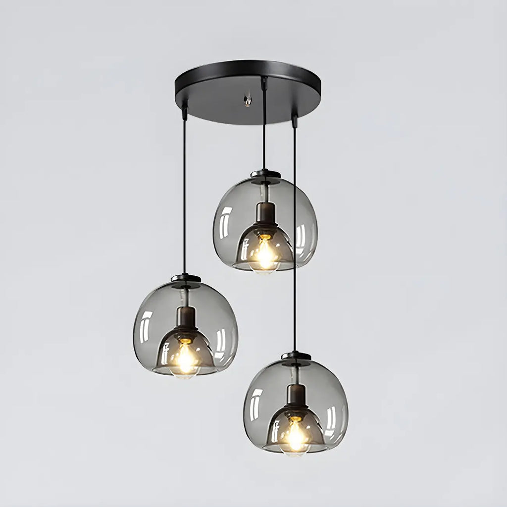 Suspension moderne en verre noir pour cuisine et salle à manger