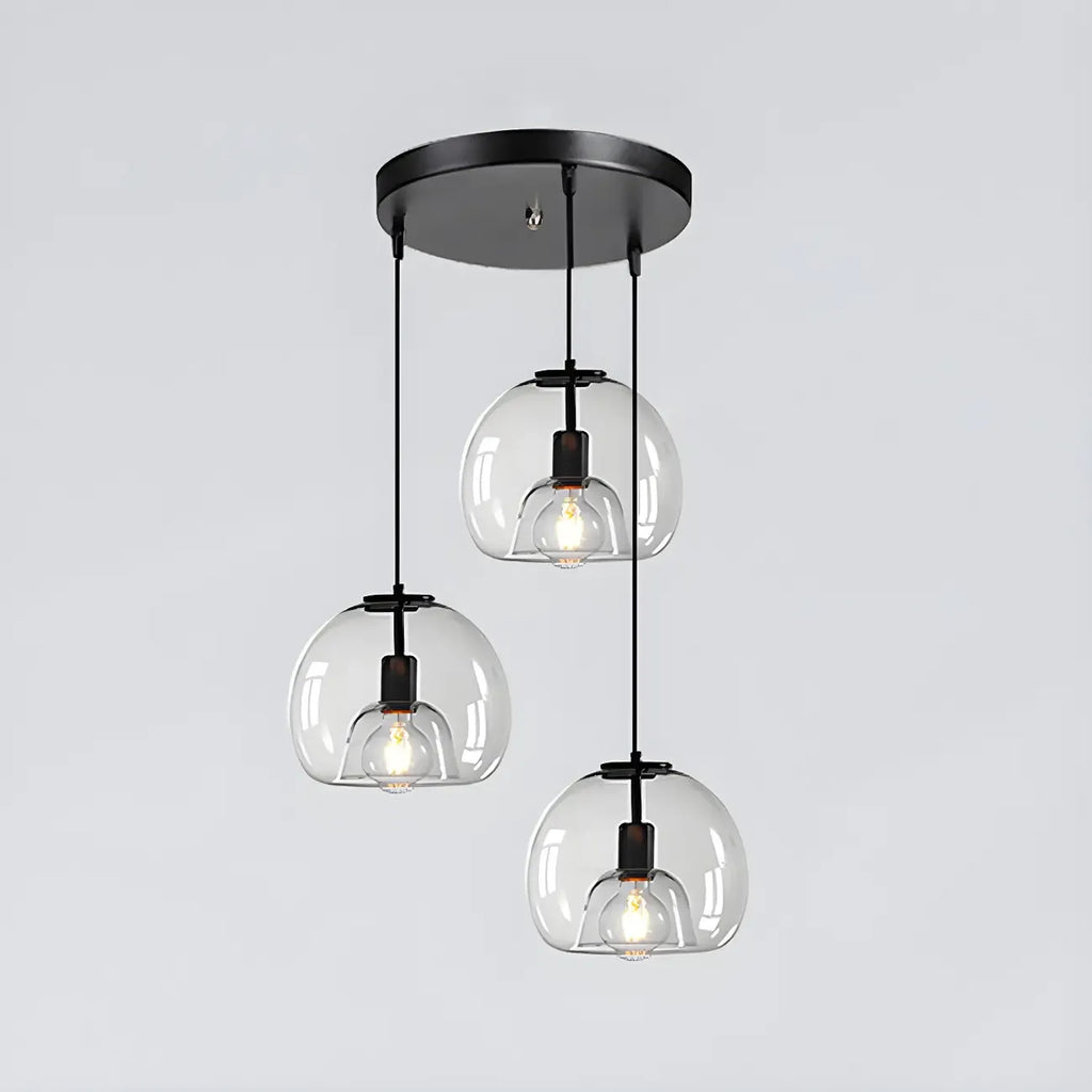 Suspension moderne en verre noir pour cuisine et salle à manger