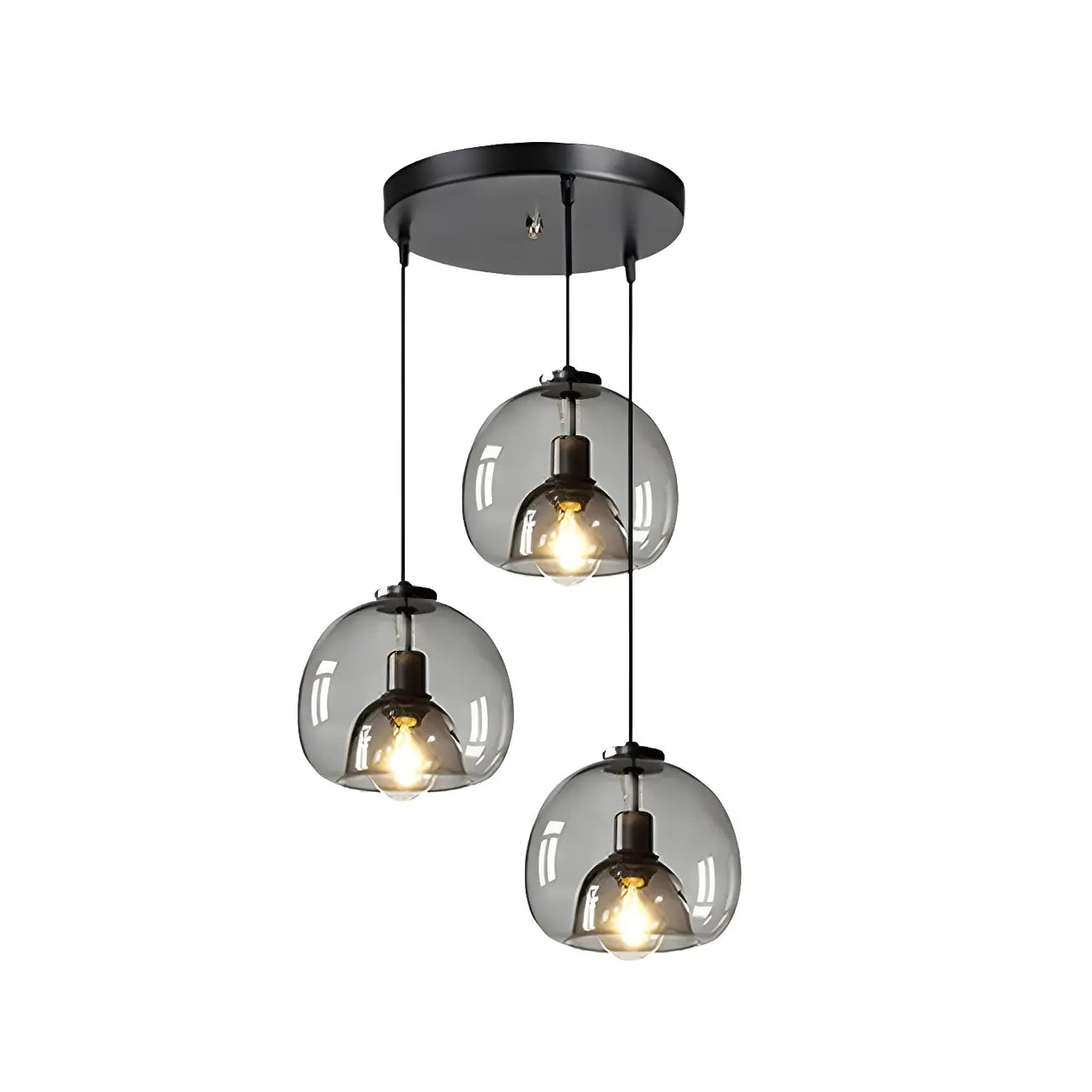 Suspension moderne en verre noir pour cuisine et salle à manger