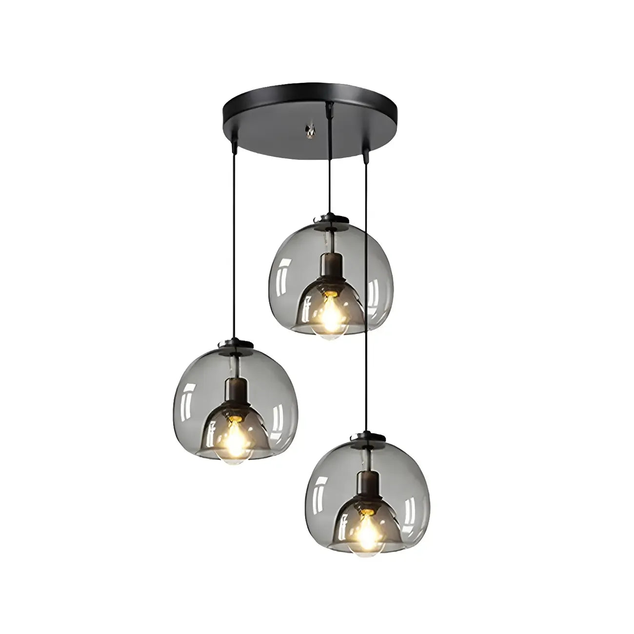 Suspension moderne en verre noir pour cuisine et salle à manger