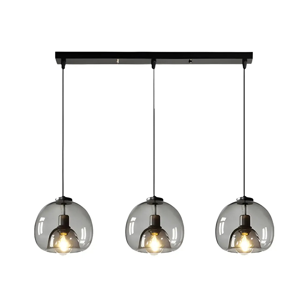 Suspension moderne en verre noir pour cuisine et salle à manger
